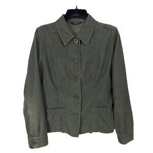 Eddie Bauer Women's Corduroy Jacket Blazer Sz M Green Button Up Front Pockets